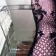POV tease of a female in fishnets