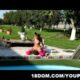 Skinny teen brunette fucks her swimming instructor by the pool